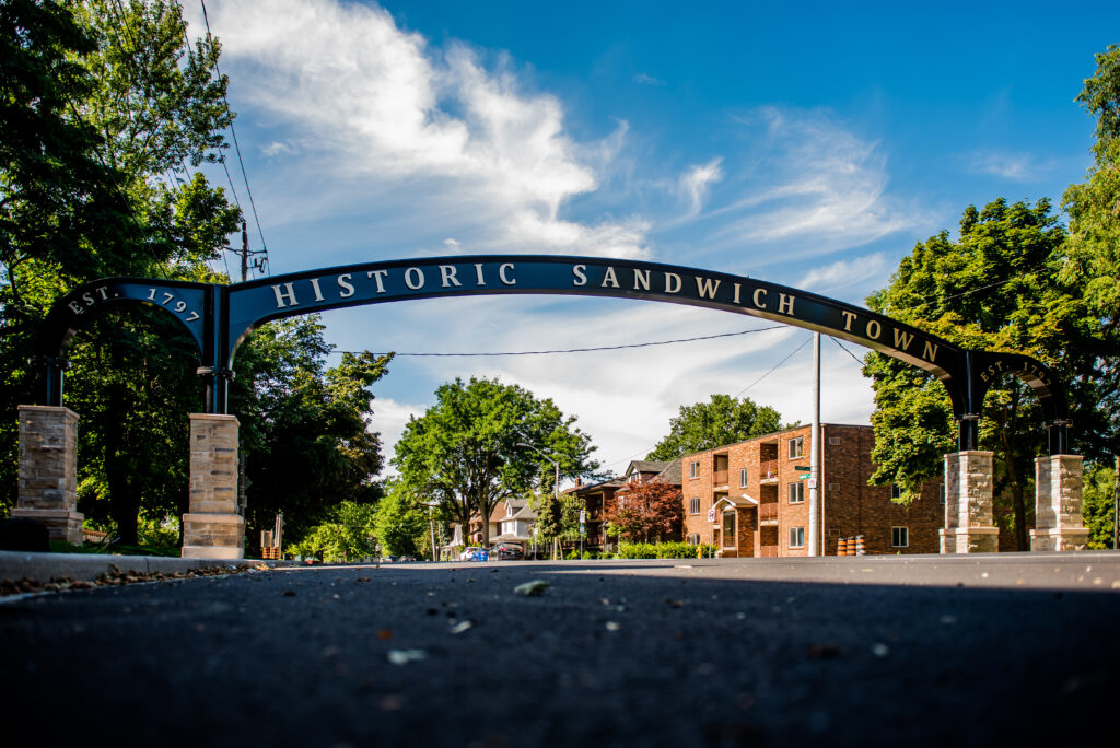 Overarching sign with Sandwich Town